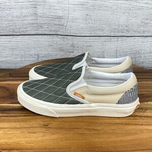 Vans Classic Slip On Mixed Utility Green Plaid Multi Sneaker Women Shoe Size 6.5